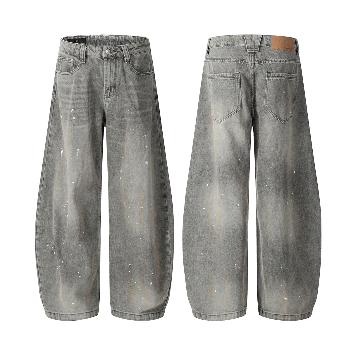 YAVIORA White Ink Print Curved Wide Leg Pants