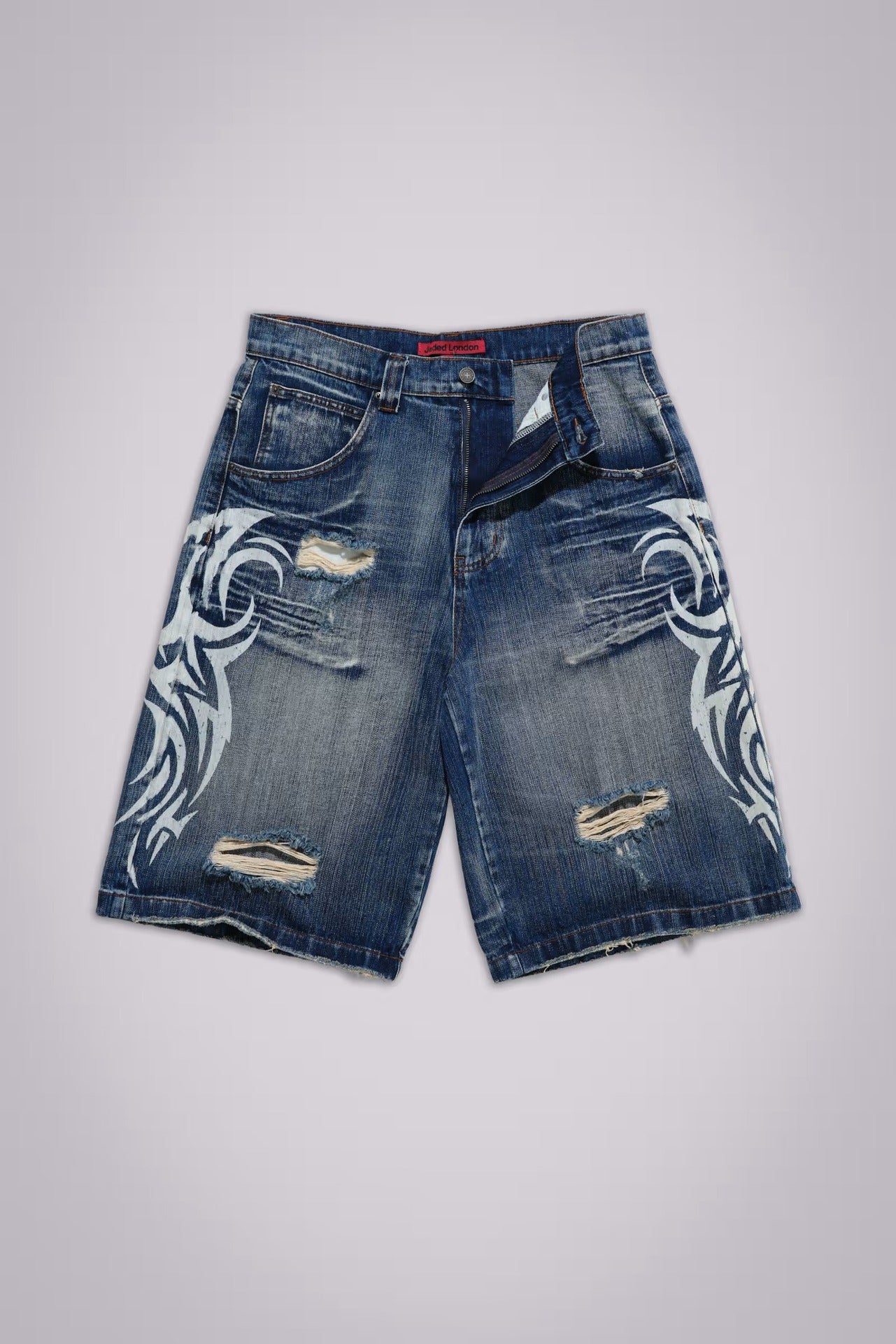 Y2K Hip-Hop Style Washed, Distressed, and Printed Jeans
