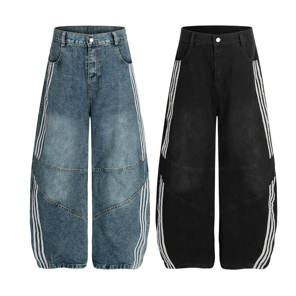YAVIORA Deconstructed 3-Stripes Curved Wide Leg Pants