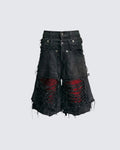 YAVIORA Ripped Fake Two-Piece Red Liner Shorts