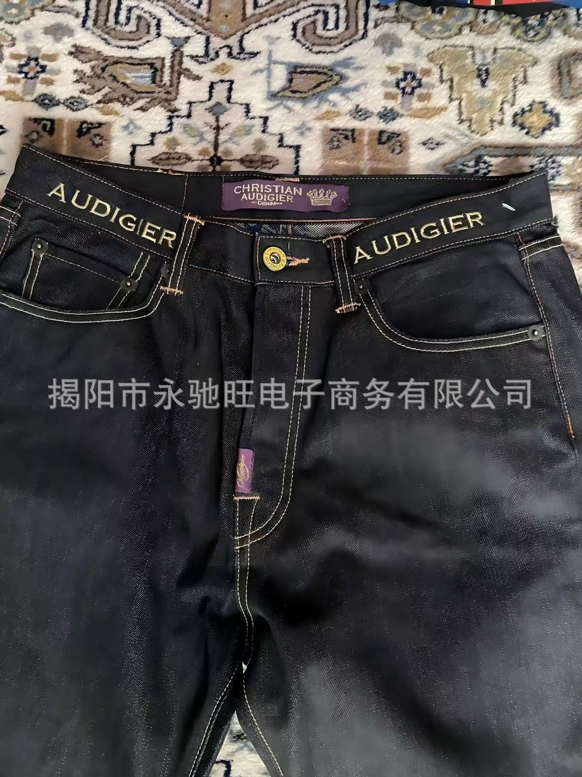 "Statue of Liberty" Distressed Loose-Fit High-Street Denim Jeans