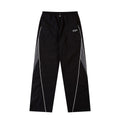 YAVIORA Black athletic pants with white accents on a white background