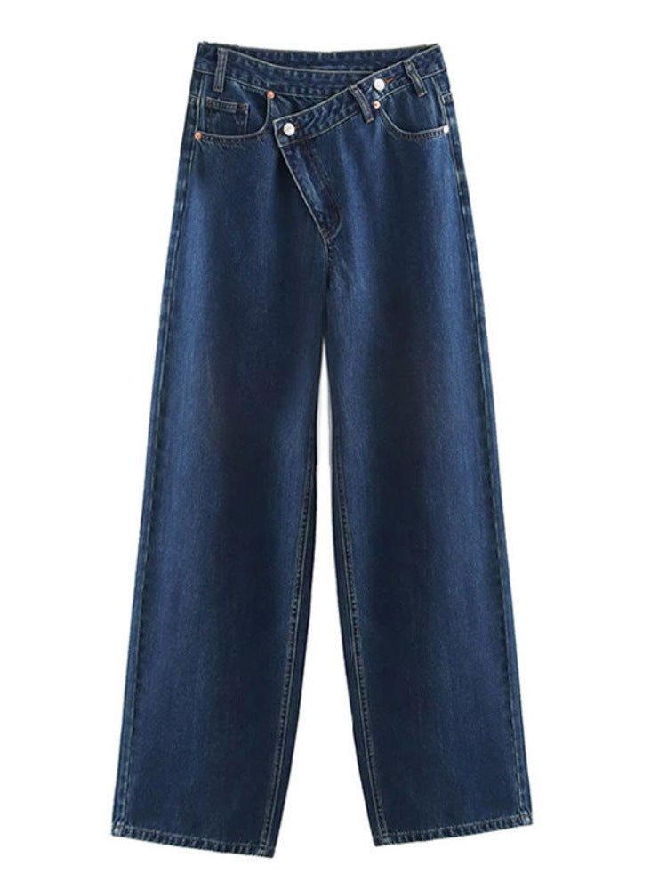 Y2K Casual Fashion Washed Jeans with Irregular Design