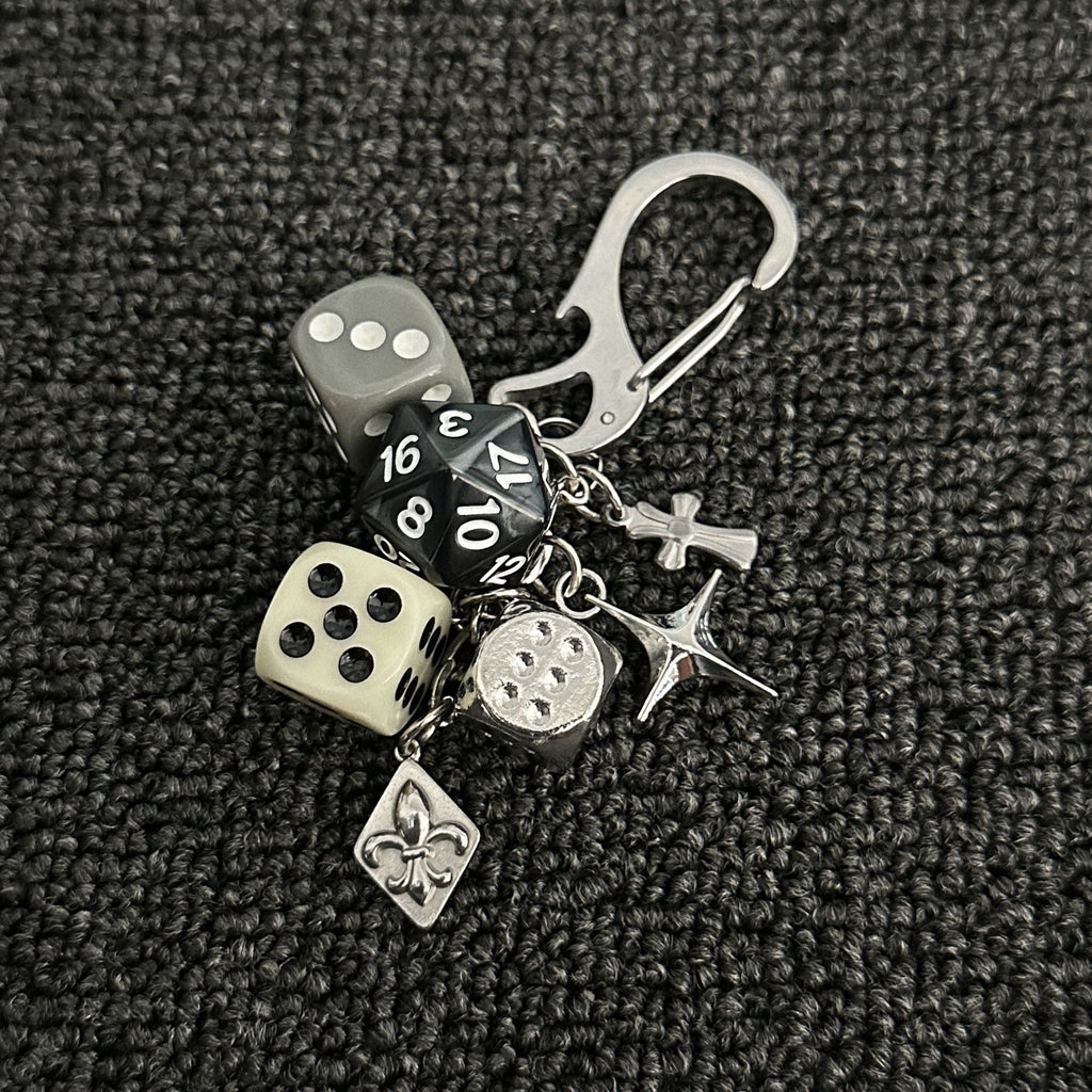 D20 Dice Keychain Charm Set Gothic Gamer Gift Jewelry