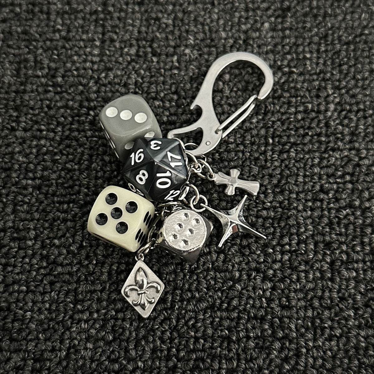 D20 Dice Keychain Charm Set Gothic Gamer Gift Jewelry