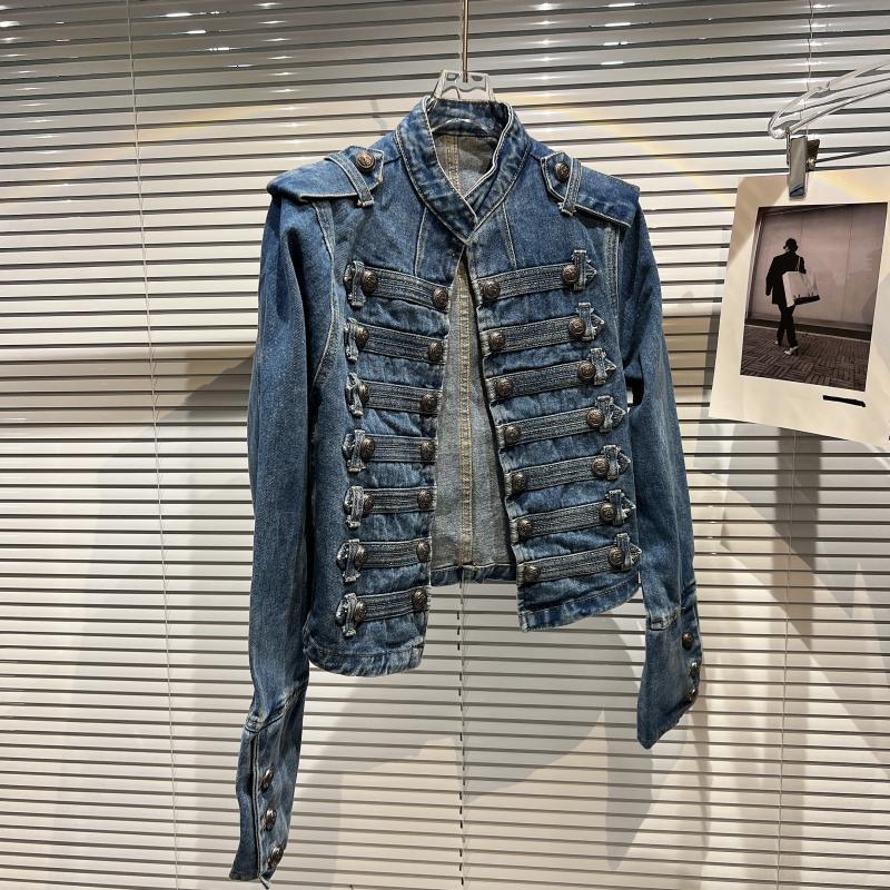 Y2K Classic Metal Ripped Button Washed Denim Jacket