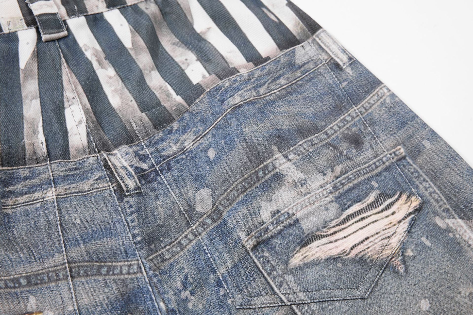 YAVIORA Star Print Fake Two-Piece Jeans