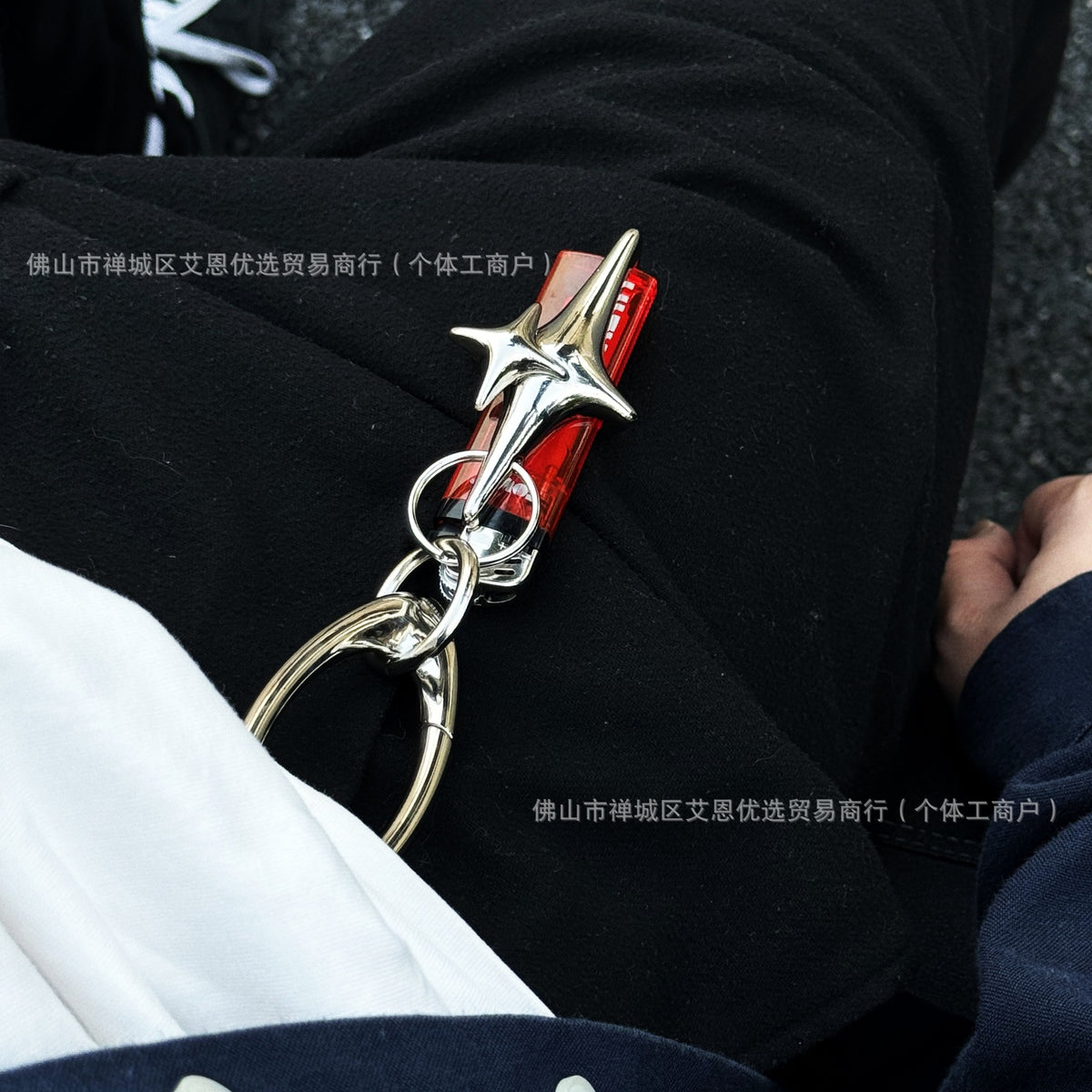 Star Lighter Keychain – Cool Silver 4-Point Star Design
