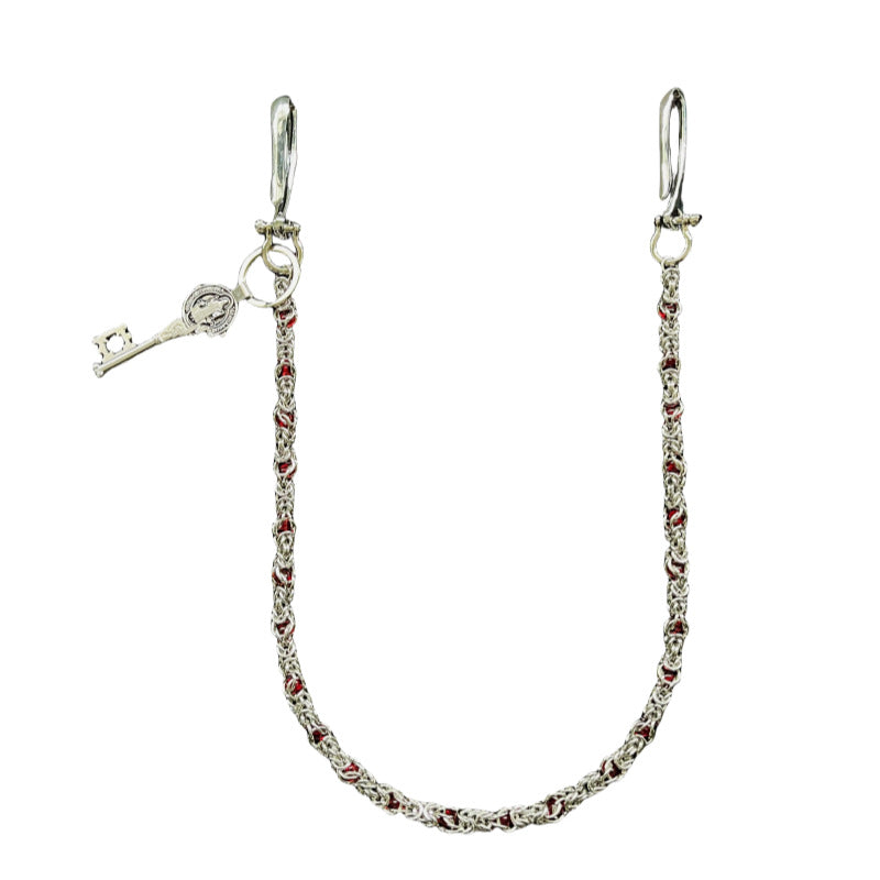 Silver Byzantine Wallet Chain with Key Pendant
