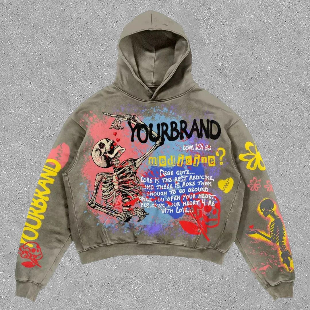 Unique Hand-Painted 3D Graffiti Print Hoodie