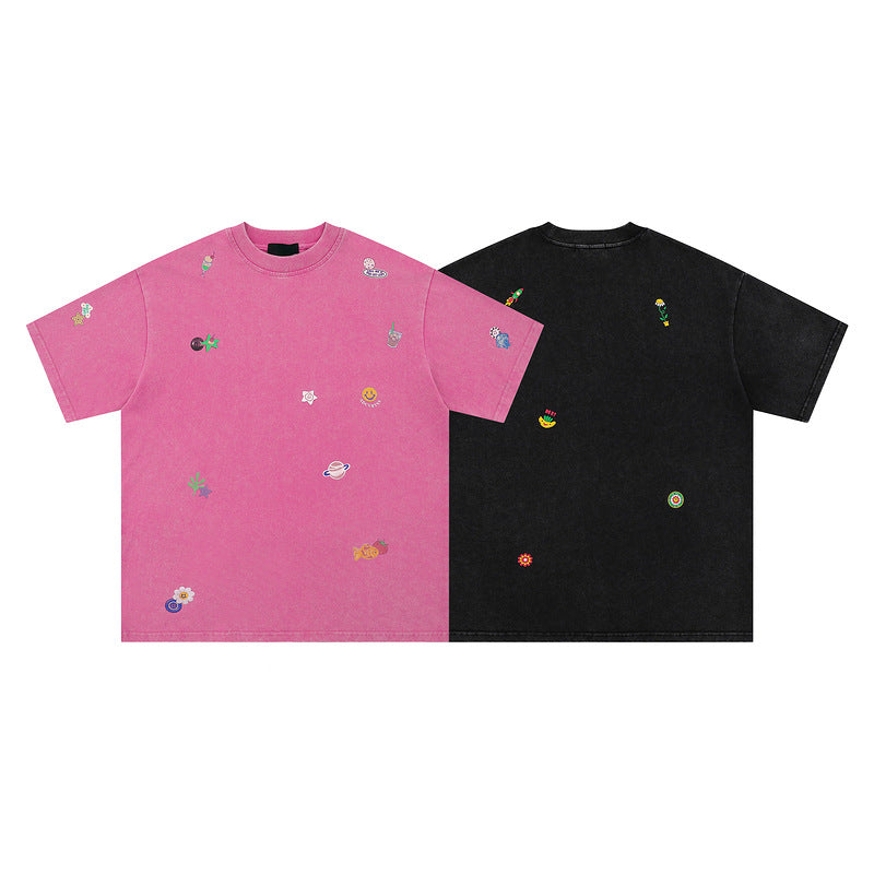 Yaviora Distressed Fun Print Short-Sleeve T-Shirt