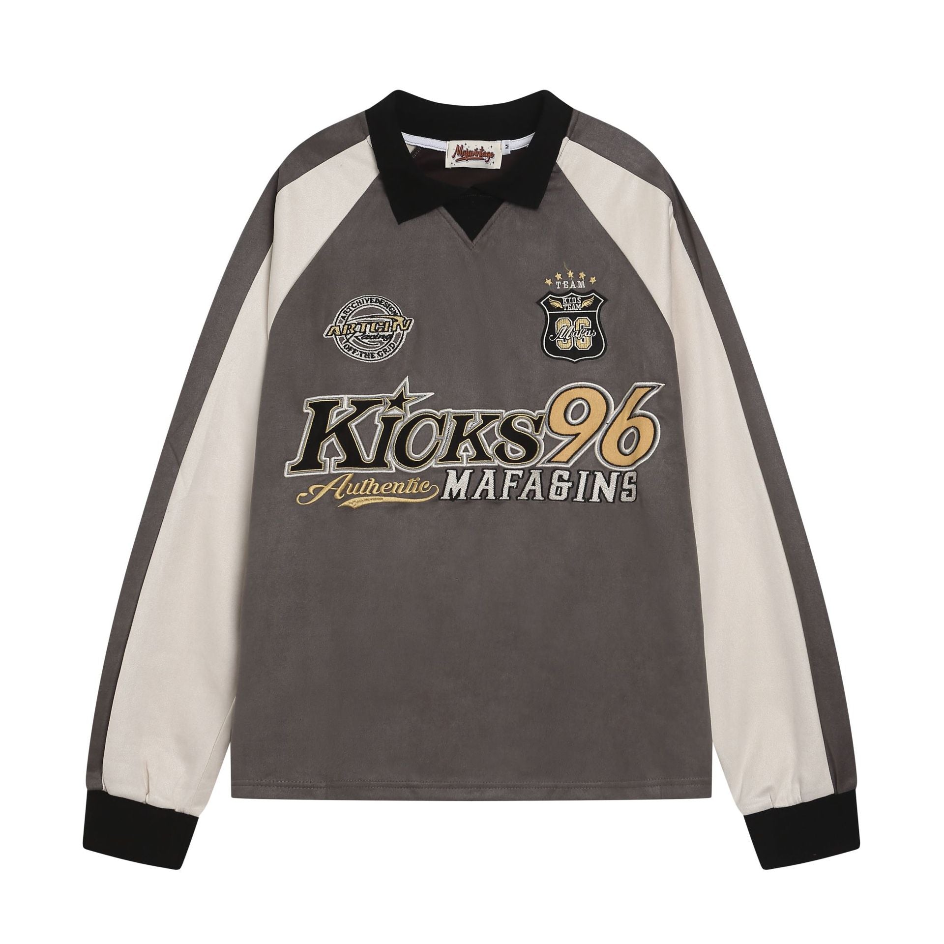 YAVIORA Color Block Embroidered Sports Sweatshirt