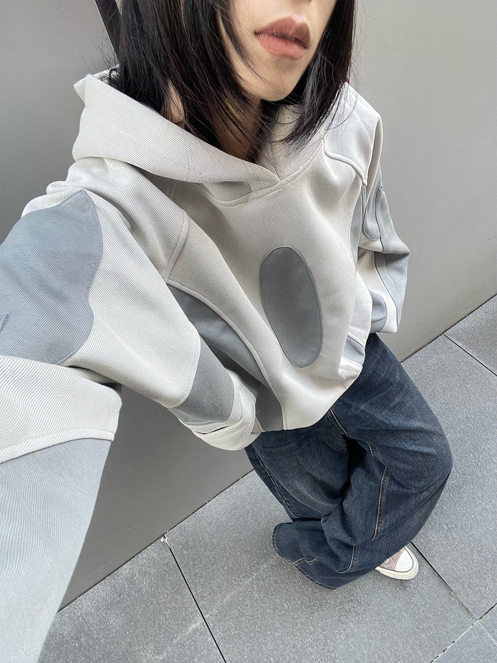 YAVIORA Hip Hoodie Patchwork Hooded Sweatshirt