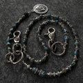 Beaded Keychain Turquoise Stone Silver Coin Charm