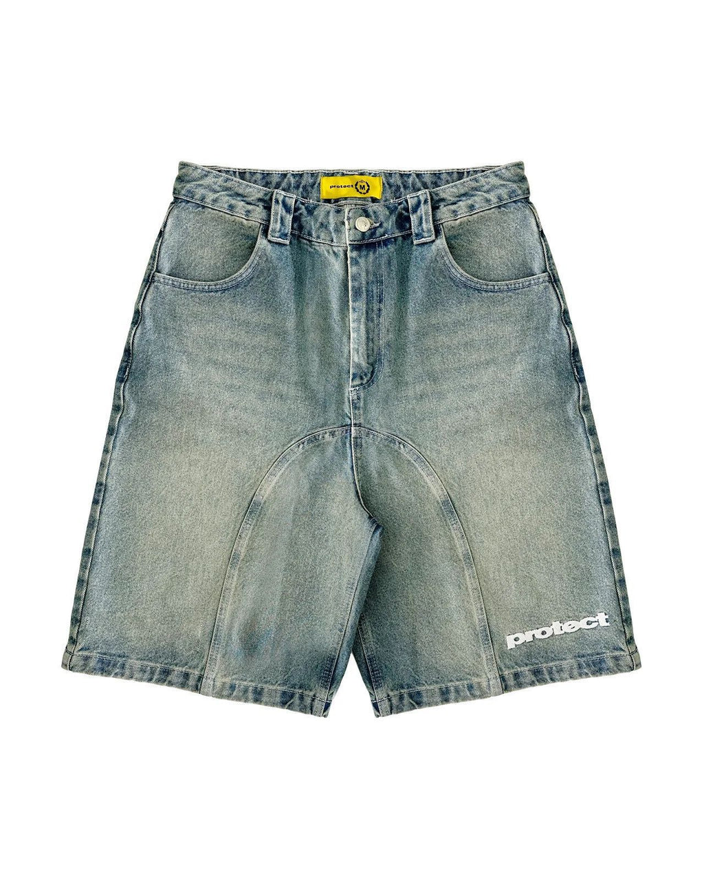 Camouflage Distressed Denim Cargo Shorts
