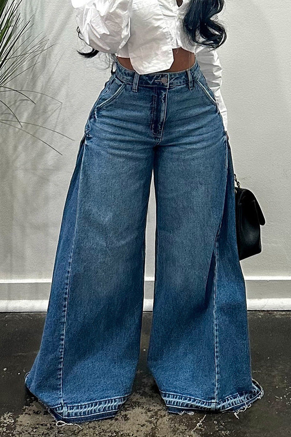 Y2K wide-leg jeans, patchwork flared pants