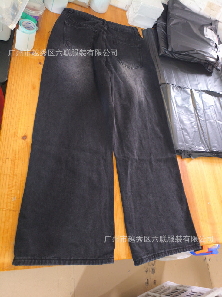 Y2K Men's Hip-Hop Jeans with American-Style Graphic Lettering