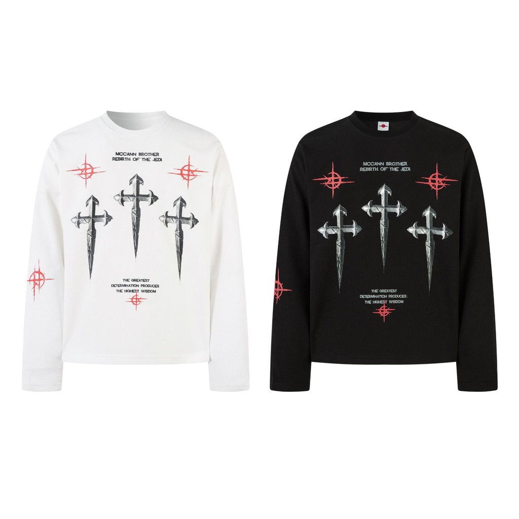 YAVIORA Dark Aesthetic Long-Sleeve Cross T-Shirt
