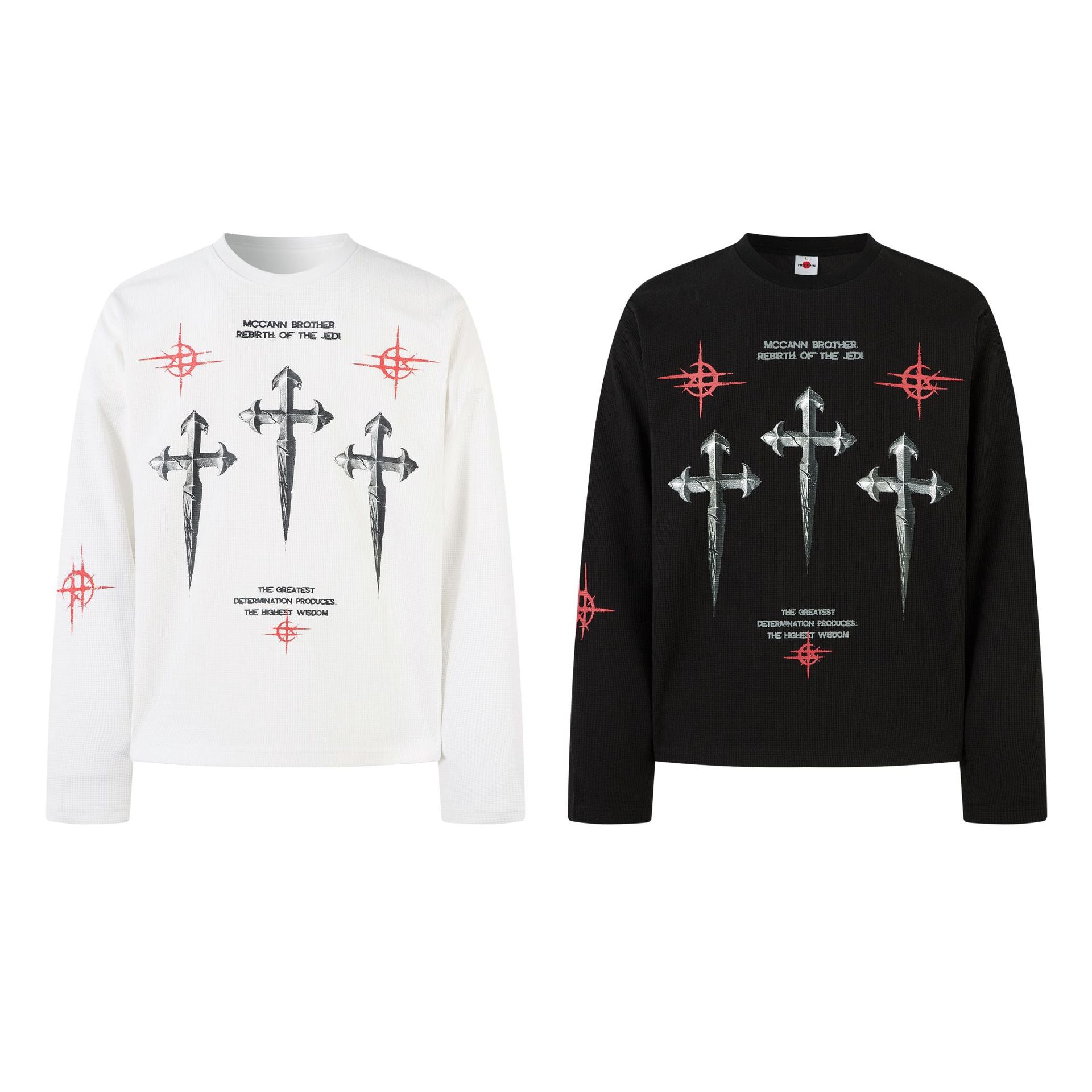 YAVIORA Dark Aesthetic Long-Sleeve Cross T-Shirt