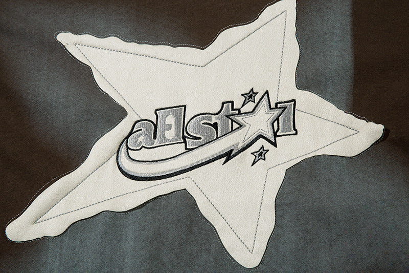 Yaviora American Retro Star Appliqué Short-Sleeve T-Shirt