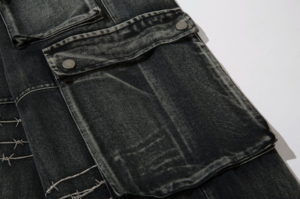 YAVIORA Multi-Pocket Workwear Denim Jeans