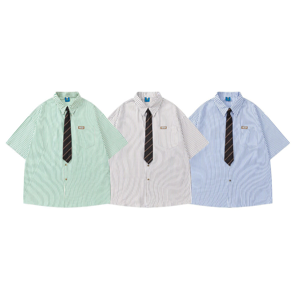 YAVIORA Chic Striped Tie Shirt