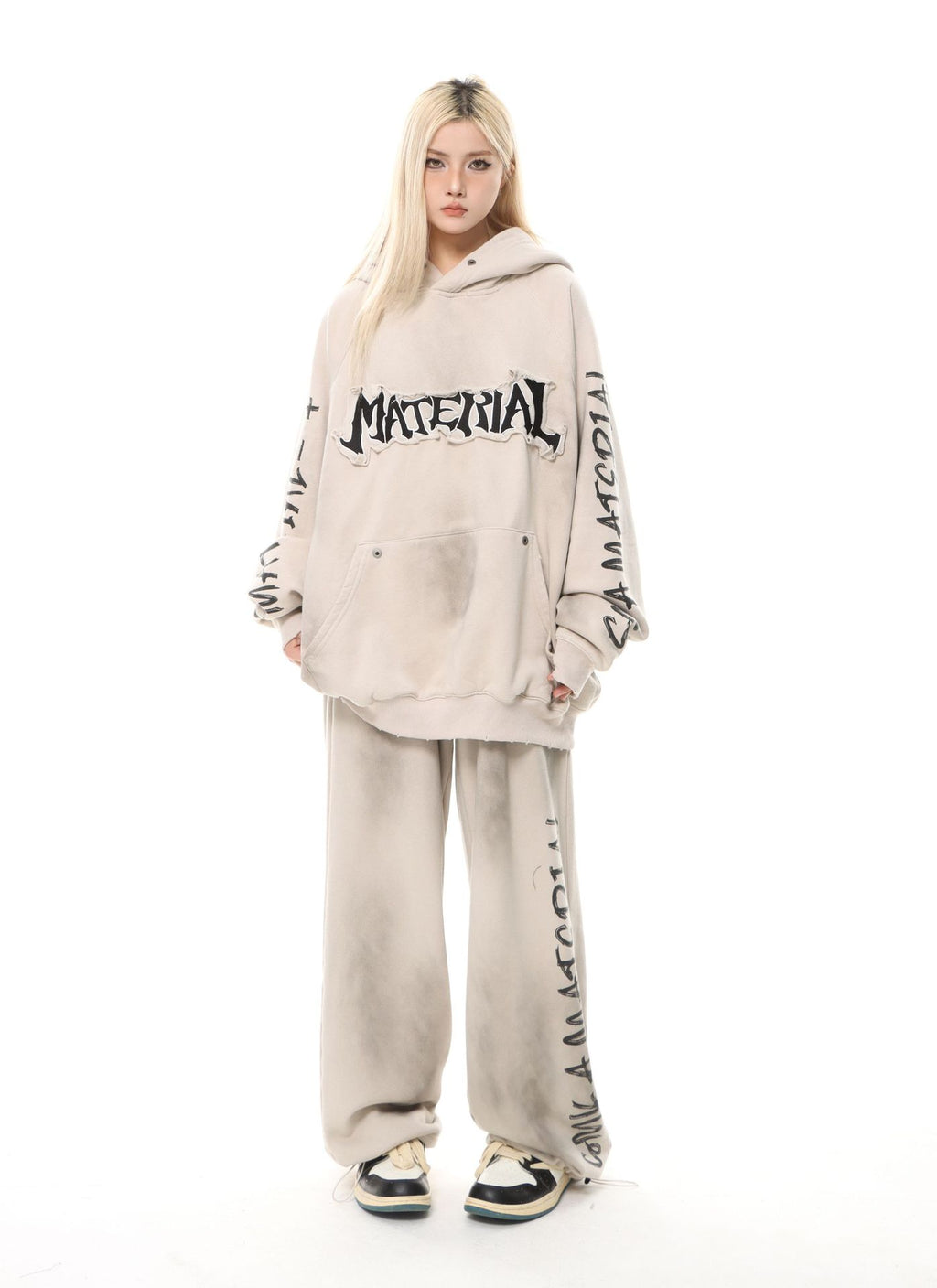YAVIORA Wasteland Style Washed Embroidered Hoodie