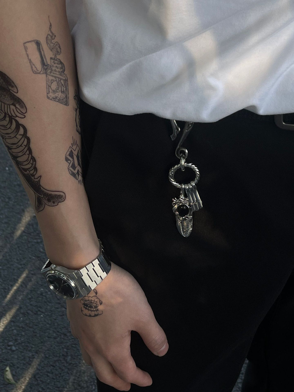 Silver Feather Keychain Gothic Charm Men Women Gift