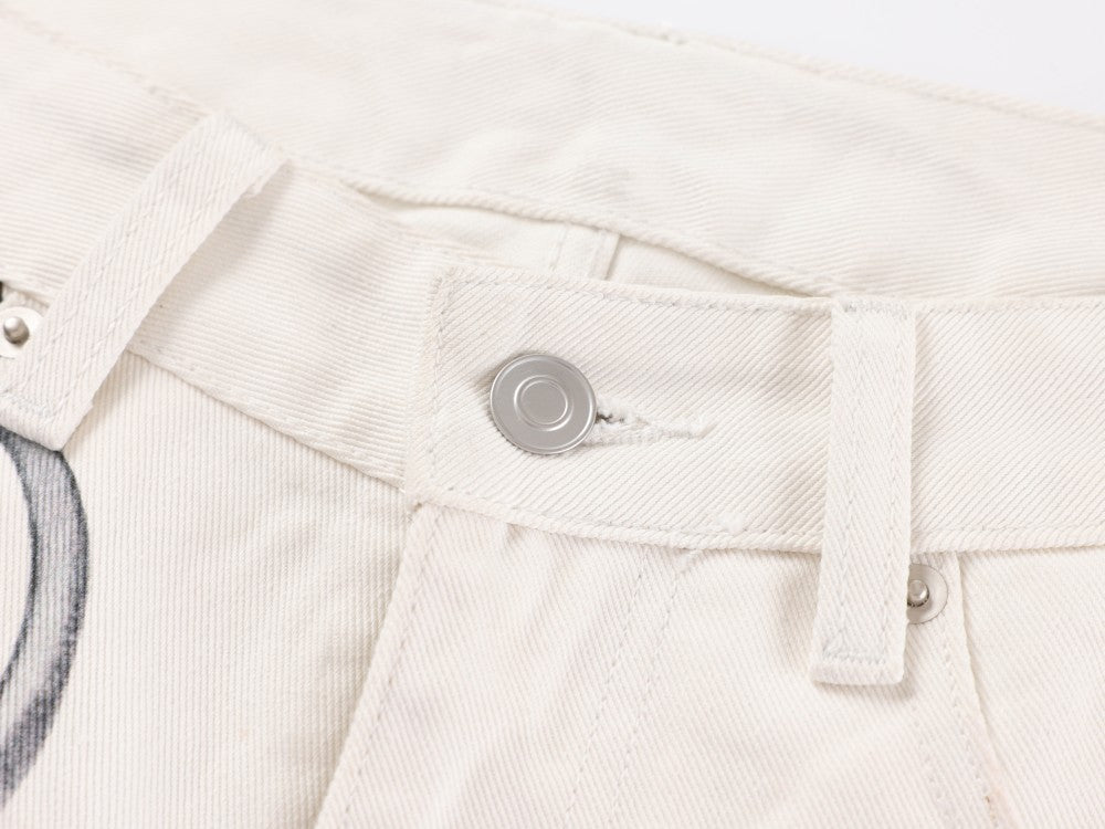 YAVIORA Red Cross Chain Wide Denim Pants