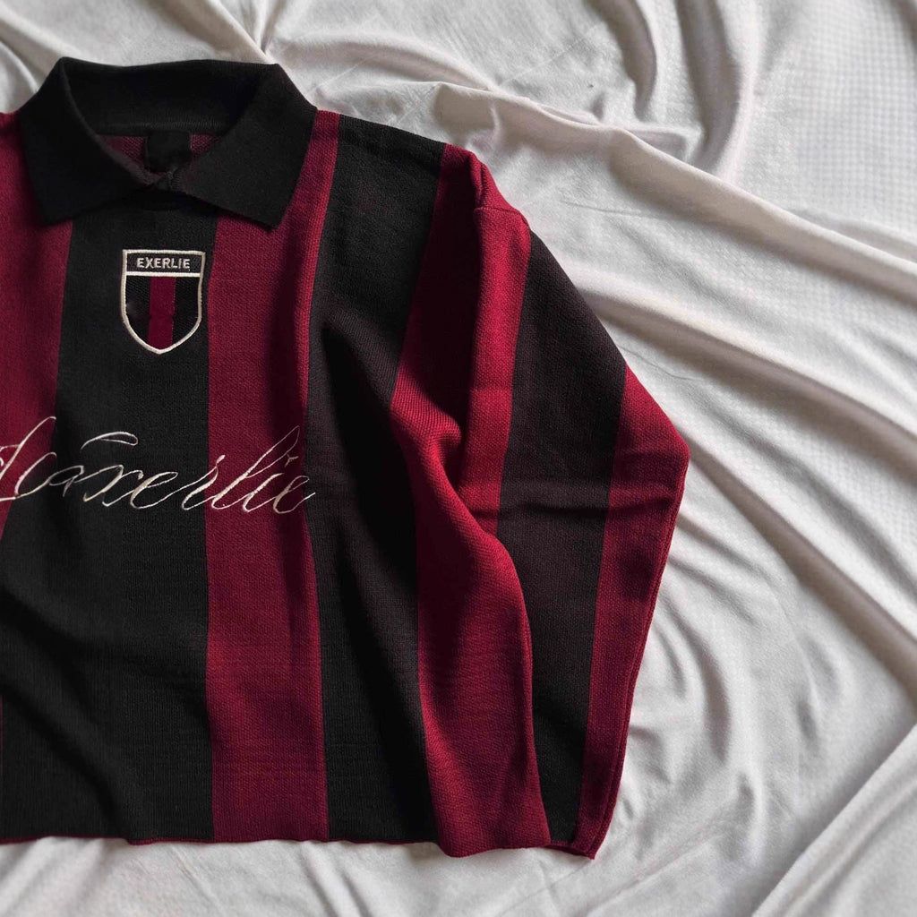 Oversized color-blocked knit sweater with letter embroidery