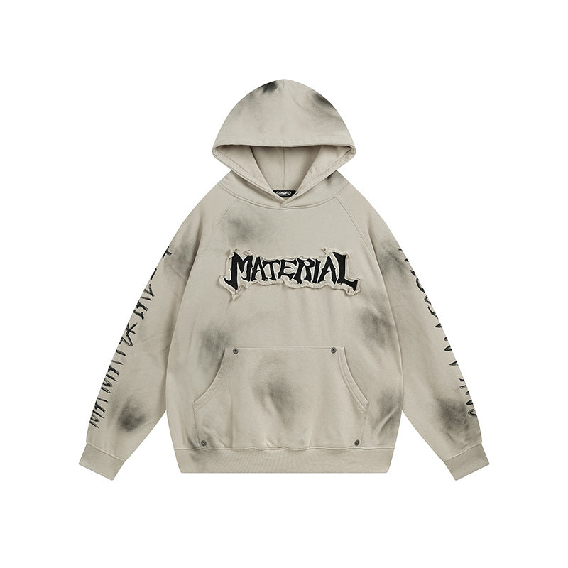 YAVIORA Wasteland Style Washed Embroidered Hoodie