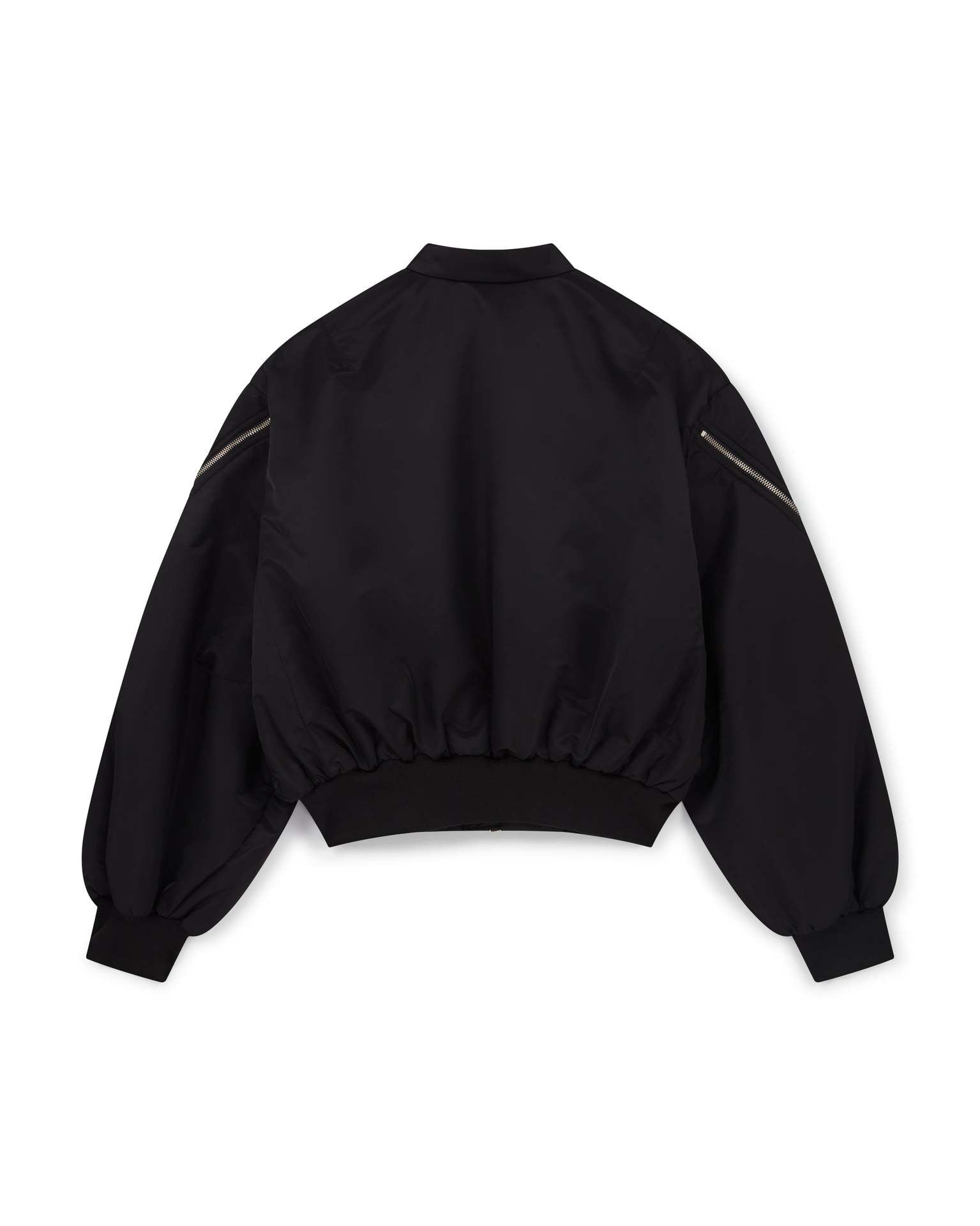 oose-fit sweatshirt with multi-zipper design and letter embroidery.