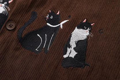 YAVIORA Cat Embroidered Shirt