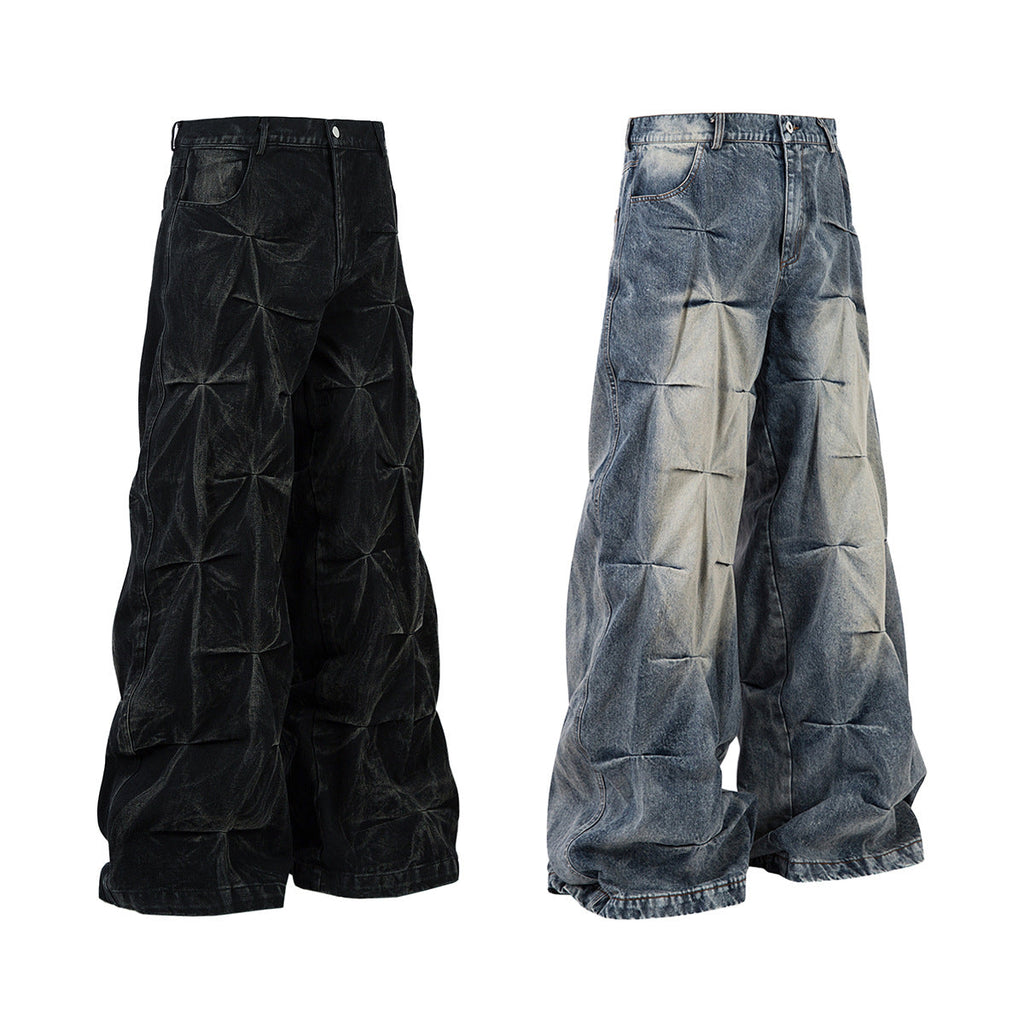 YAVIORA Pleated Wide Jeans