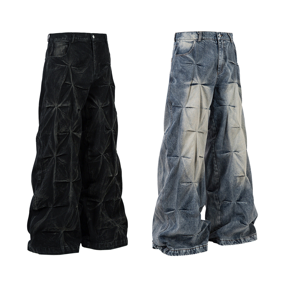 YAVIORA Weite Faltenjeans