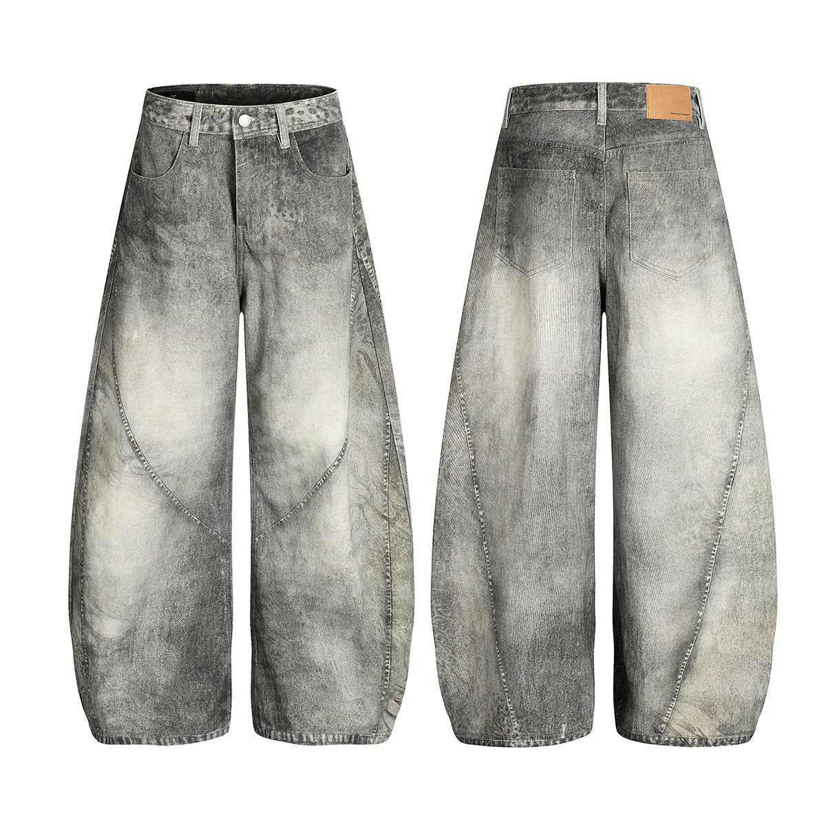 YAVIORA Spliced Dirty Wash Curved Baggy Pants