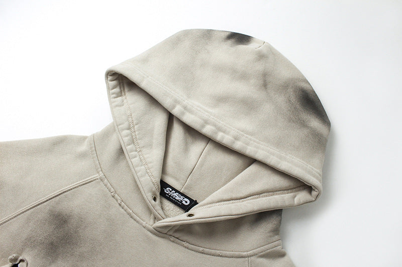YAVIORA Wasteland Style Washed Embroidered Hoodie