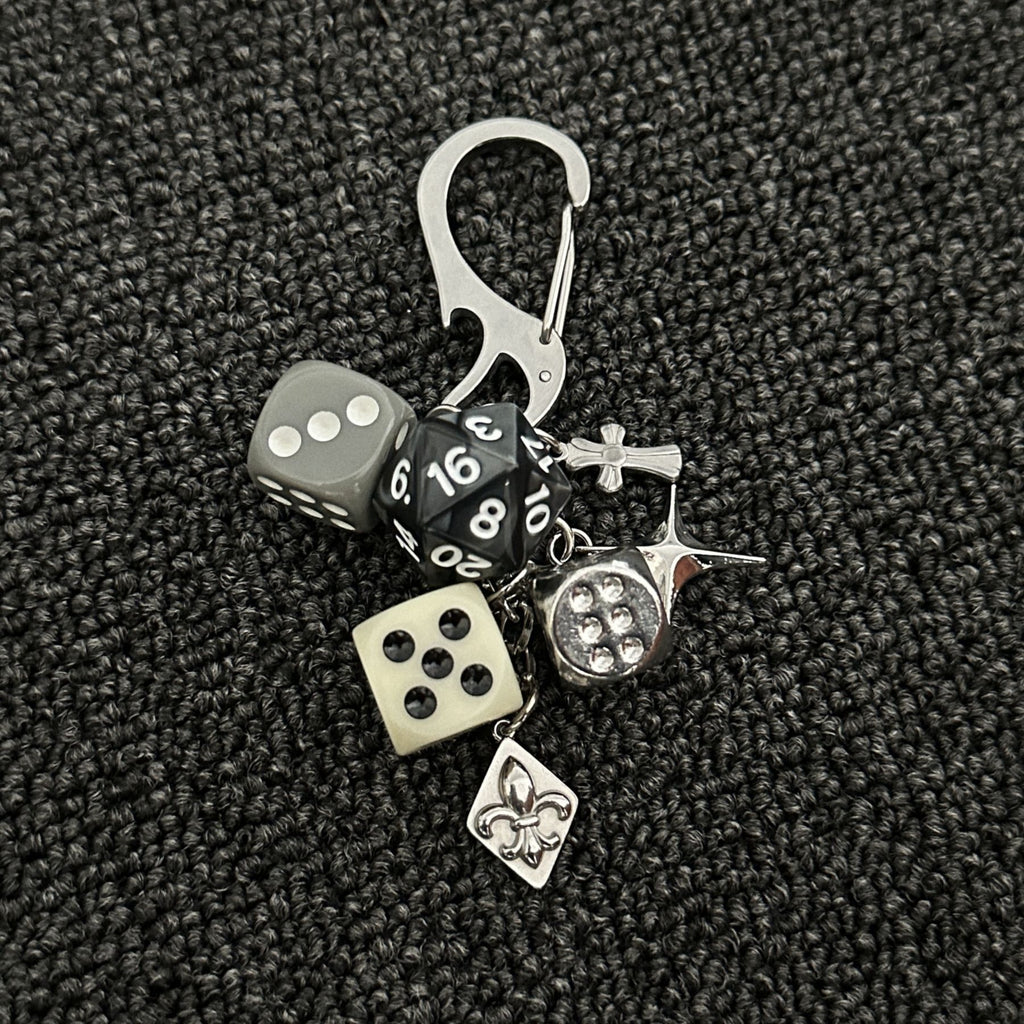 D20 Dice Keychain Charm Set Gothic Gamer Gift Jewelry