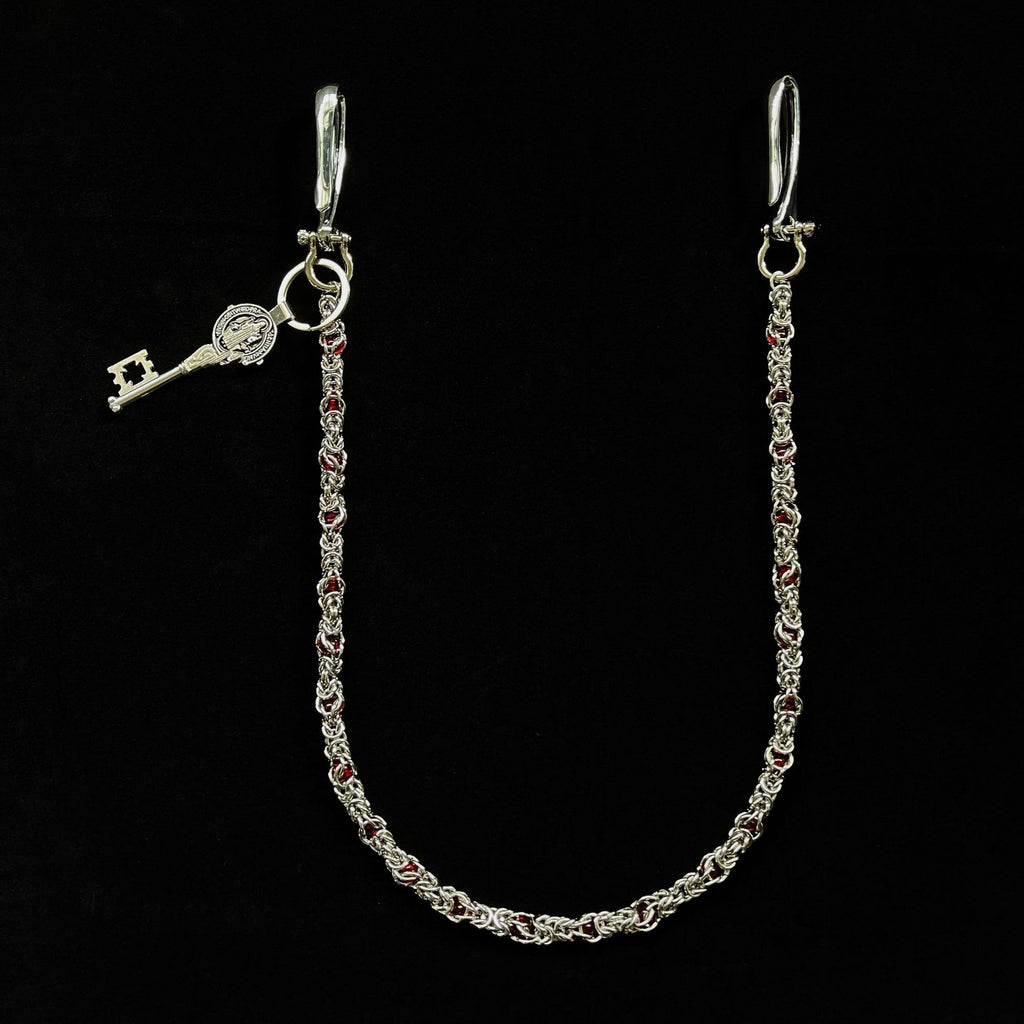 Silver Byzantine Wallet Chain with Key Pendant