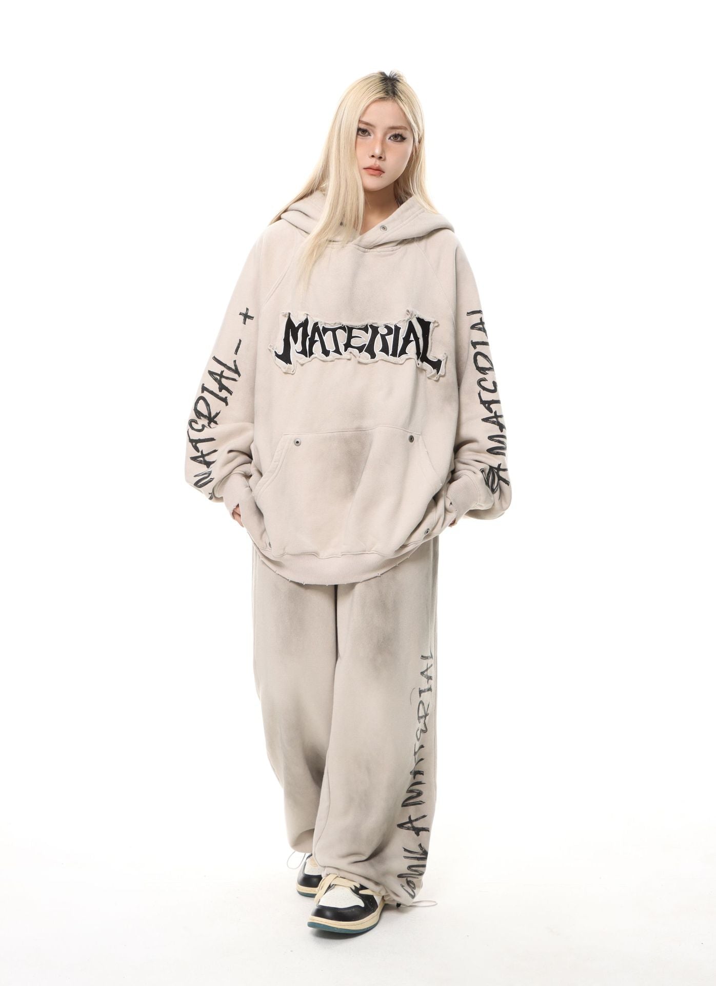 YAVIORA Wasteland Style Washed Embroidered Hoodie