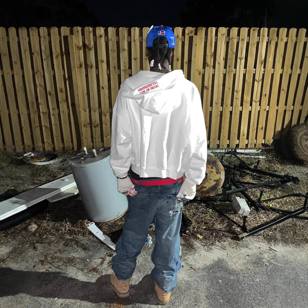 "Freedom & Beauty" Letter Appliqué Hoodie