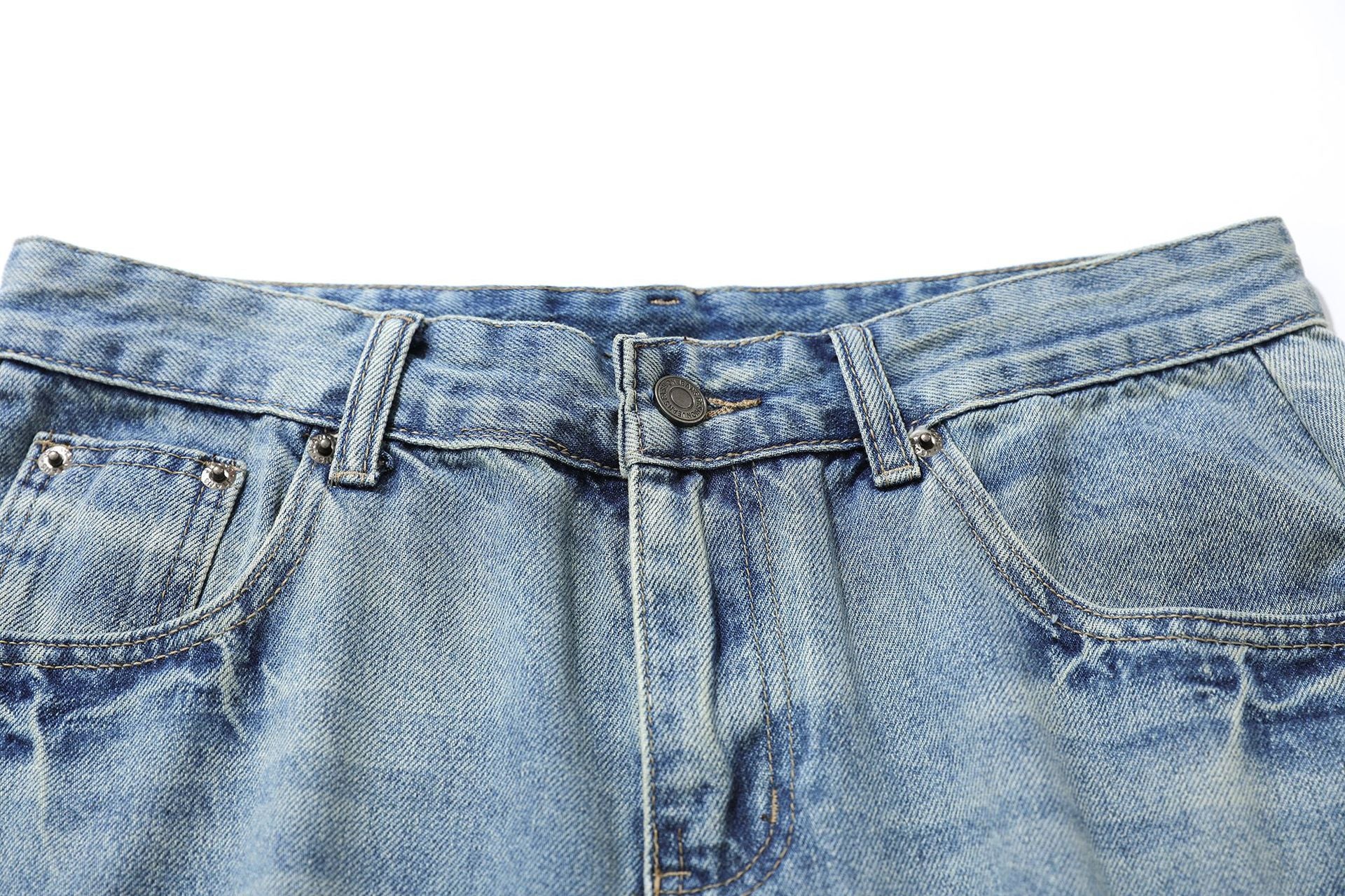 YAVIORA Vintage Washed Scimitar Fit Denim Shorts