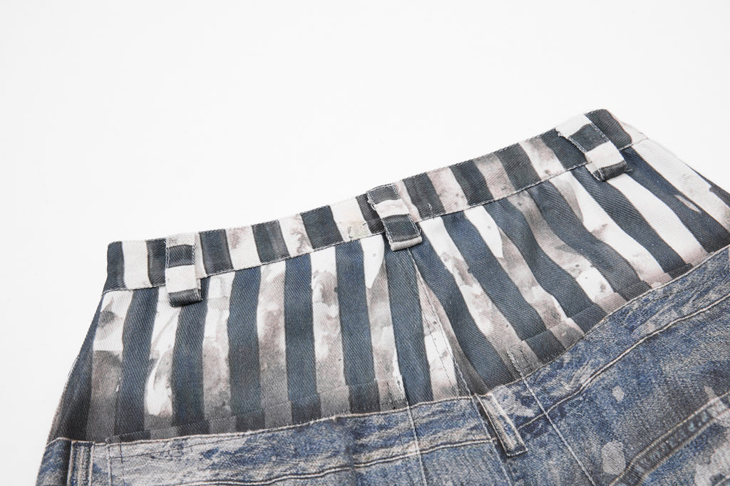 YAVIORA Star Print Fake Two-Piece Jeans