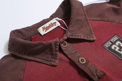 YAVIORA Suede Colorblock Polo Tee