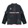 YAVIORA faux two-piece embroidered polo shirt
