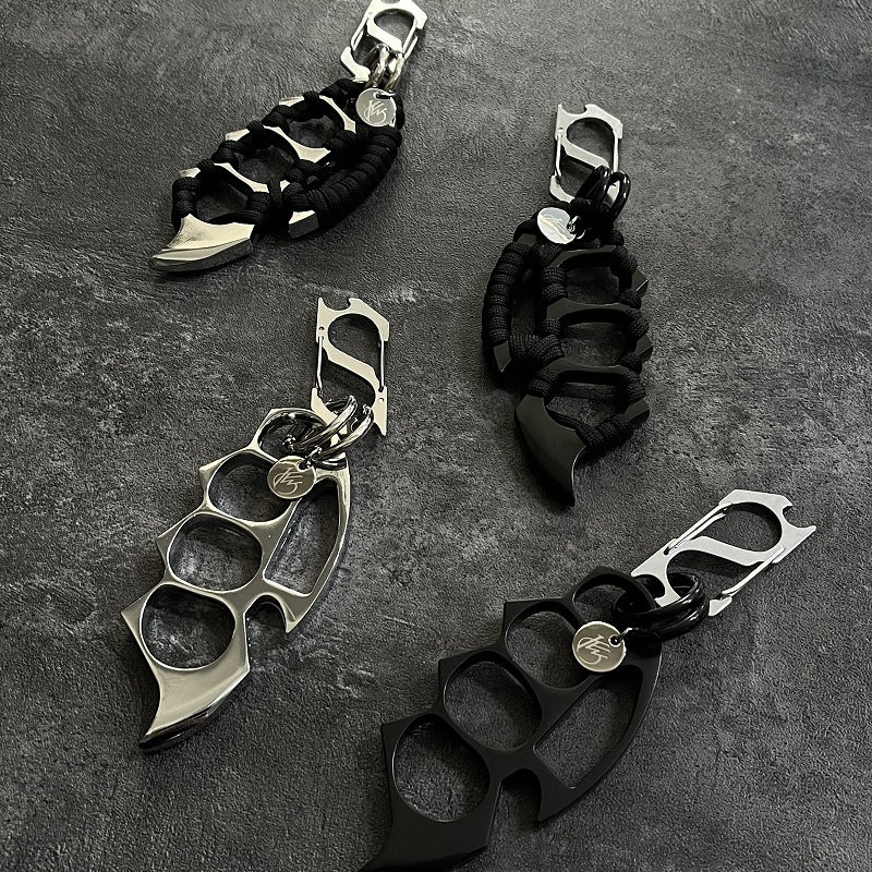 Stainless Steel Knuckle Duster Key Chain Pendant Accessory