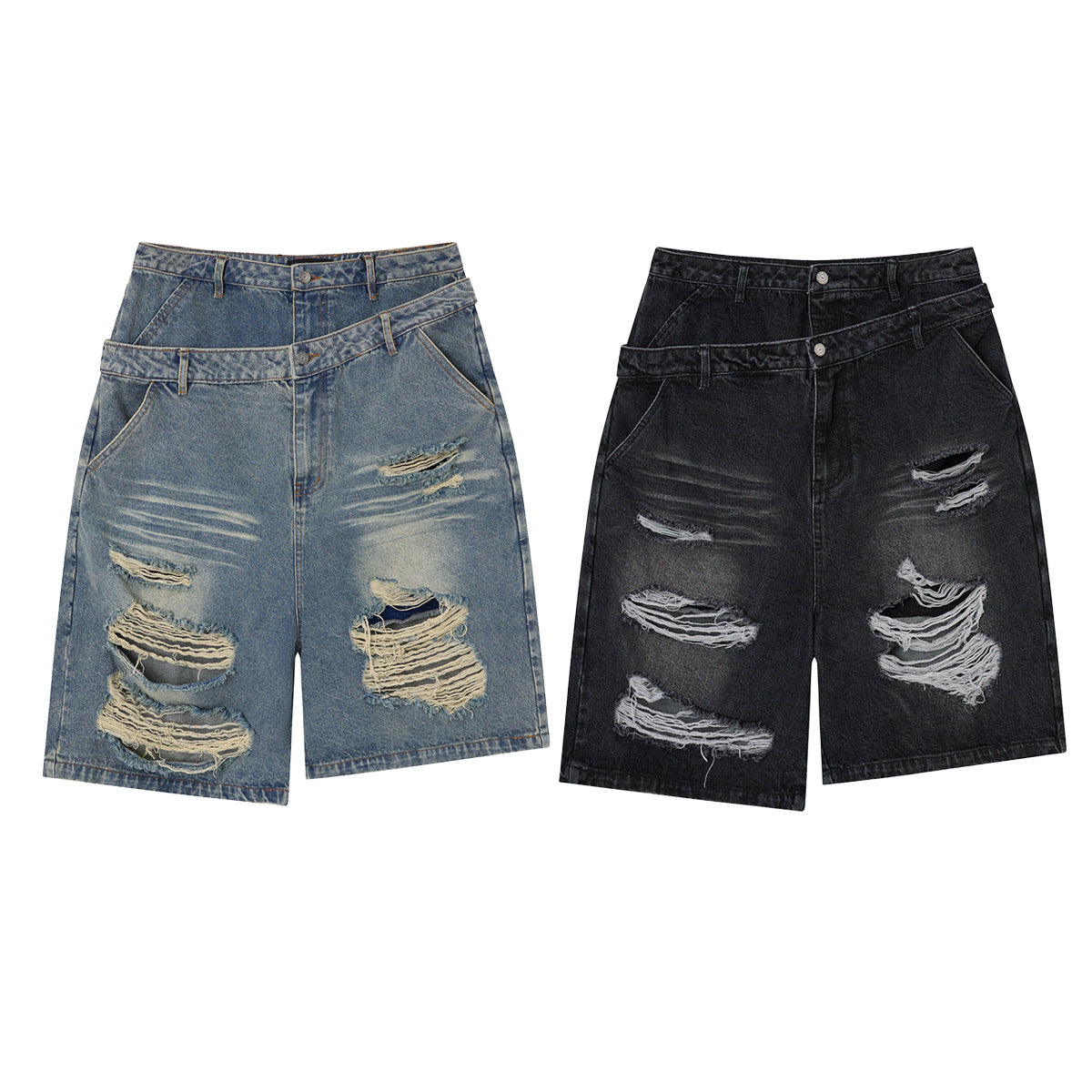 YAVIORA Ripped and Distressed Denim Shorts