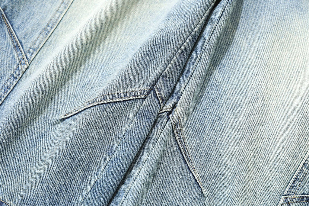YAVIORA Vintage Washed Scimitar Fit Denim Shorts