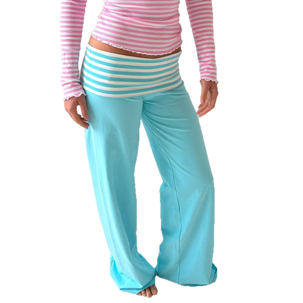 Women's Y2K Striped Fold-Over Waist Butt-Lifting Trousers