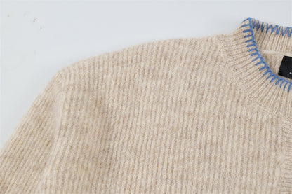 YAVIORA Contrast Stitch Sweater
